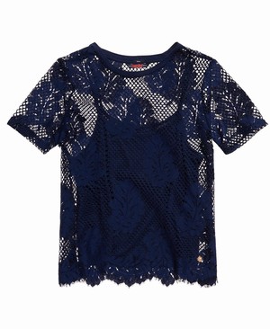 Superdry Savanna Lace Női Pólók Sötétkék | XFSBN1286